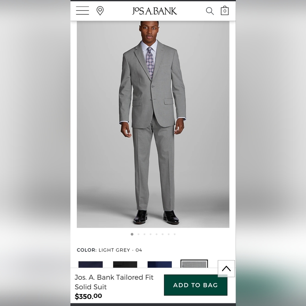 Jos. A. Bank Dark  Gray Tailored Fit Suit